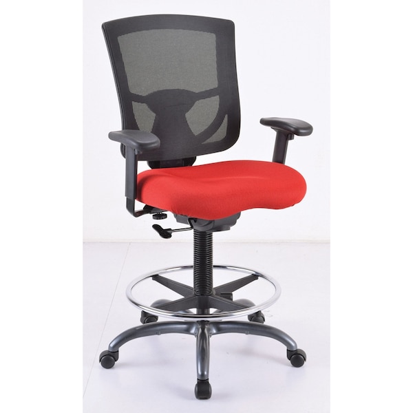 CoolMesh Pro Mesh Back Task Stool with Adjustable Arms, Upholstered Seat, Footring and Black Base
